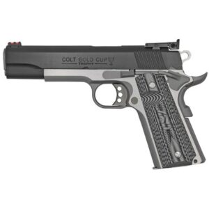 Colt Gold Cup Lite 1911 38 Super, 5" Barrel, SS Frame, G10 Grips, Beavertail Fiber Optic Fron Site, 9rd Mag