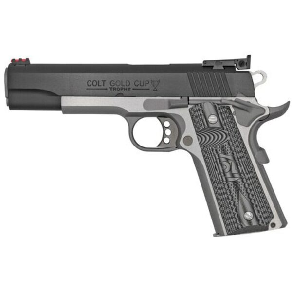 Colt Gold Cup Lite 1911 38 Super, 5" Barrel, SS Frame, G10 Grips, Beavertail Fiber Optic Fron Site, 9rd Mag
