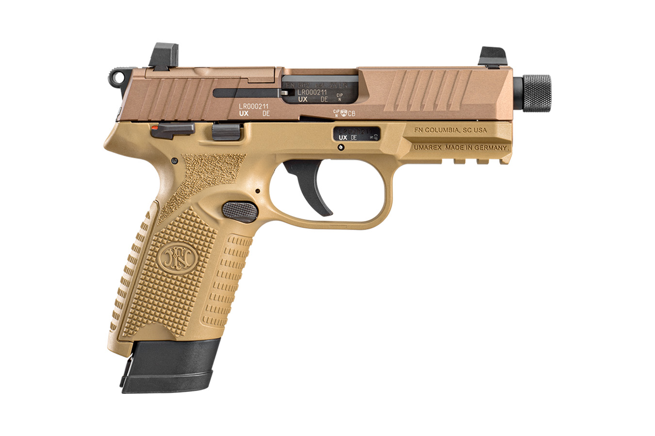FN502 Tactical 22LR Optics Ready Rimfire Pistol with FDE Finish and Threaded Barrel - Firearms | The Gun Shop
