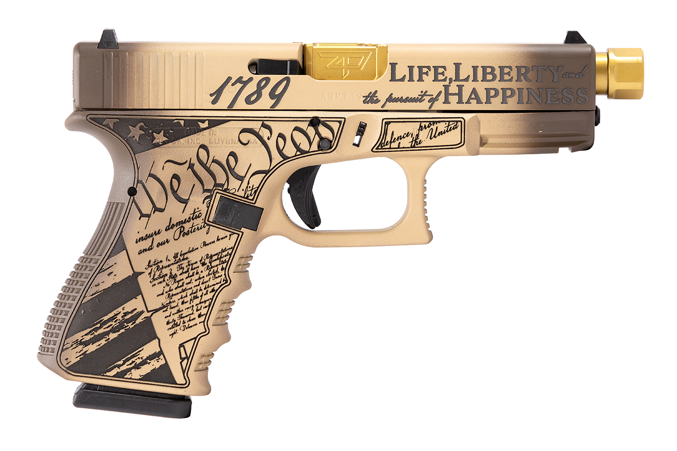 19 Gen3 9mm Custom Pistol with US Constitution Custom Laser Engraving and 4.6 In - Firearms | The Gun Shop