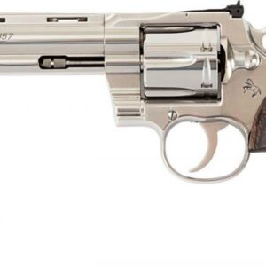 Colt Python 357 Mag, 6" Barrel, Stainless Finish & Frame, Walnut Grips Red Ramp Front/Adjustable Rear, 6rd