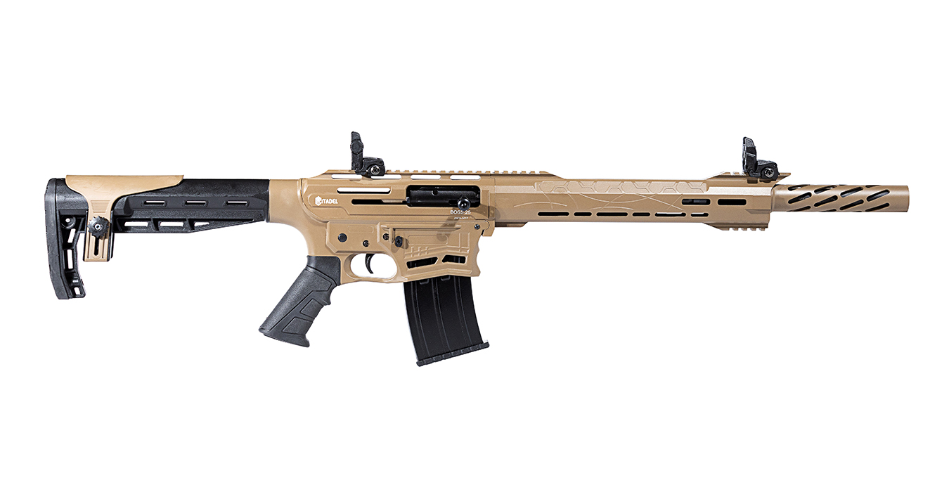 103351-DEFAULT-l Boss-25 12 Gauge AR-Style Semi-Automatic Shotgun with FDE Cerakote Finish - Firearms | The Gun Shop