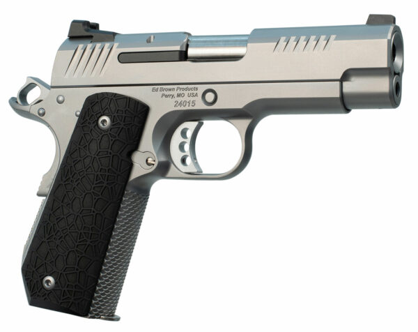 Ed Brown Kobra Carry, Semi-automatic, 1911, Commander, 45ACP, 4.25" Barrel, Bobtail Frame, G10 Grips, Black, Thumb Safety, Black Fixed Rear Sight, Orange HD XR Front Sight, Recessed Slide Stop, 7Rd, 2 Magazines