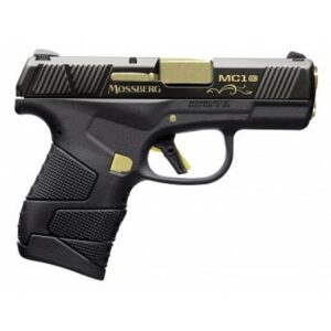 Mossberg MC1sc Centennial 9mm, 3.4" Barrel W/24kt Plating, Black DLC, 6rd/7rd