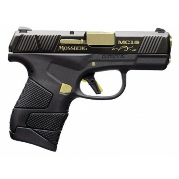 Mossberg MC1sc Centennial 9mm, 3.4" Barrel W/24kt Plating, Black DLC, 6rd/7rd