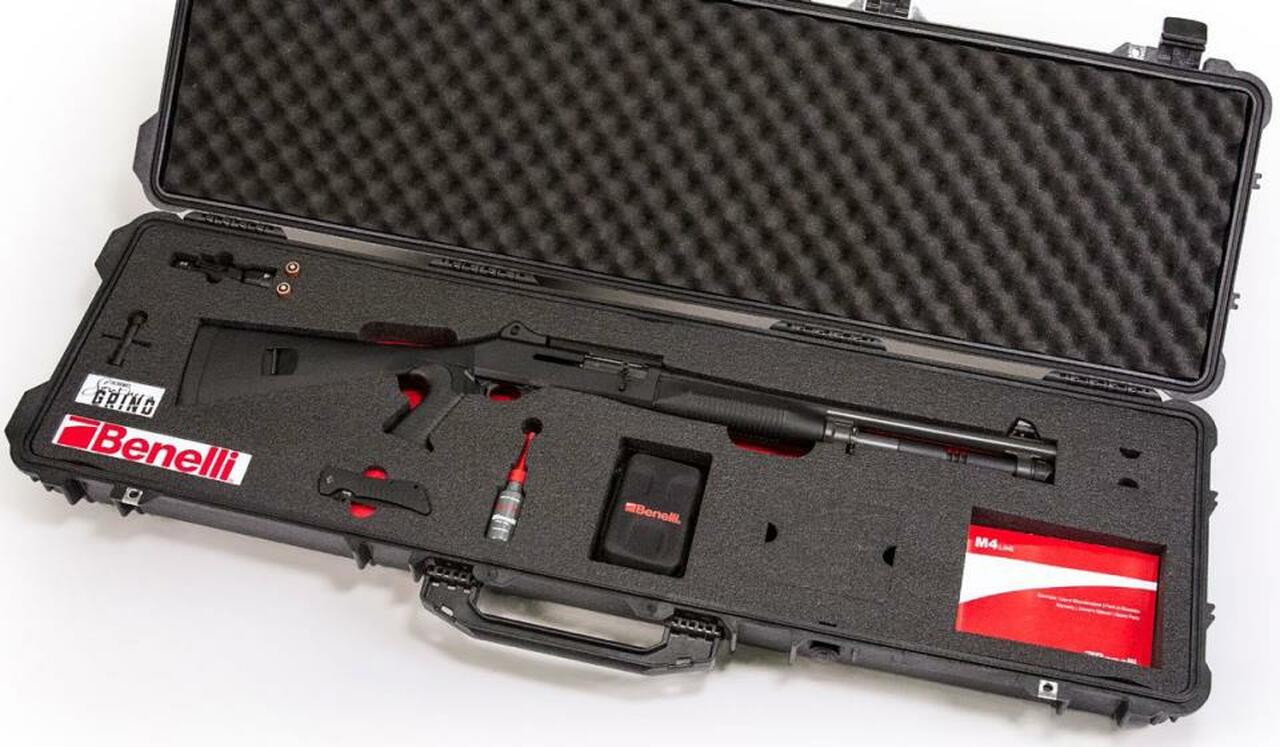 Benelli M4 12G Southern Grind Package, 18.5" Barrel Ghost Ring Sights, Case/Knife/Light