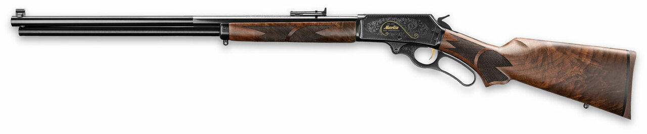 Marlin 1895 444 Marlin 150 Year Anniversary Edition, Engraving Gold Inlay, C-Grade Walnut Pistol S-Grip Stock, 24" Half Octagon/Halfrd Barrel, Skinner Ladder Sights