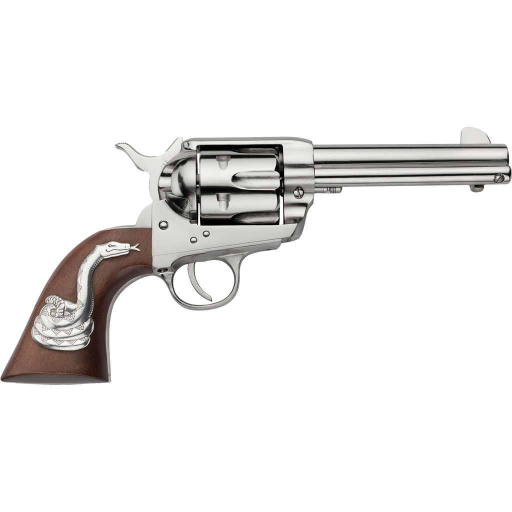Pietta 1873 Wild West Revolver 45 Long Colt 4.75 in. Nickel Walnut Grip w/Snake - revolvers | The Gun Shop