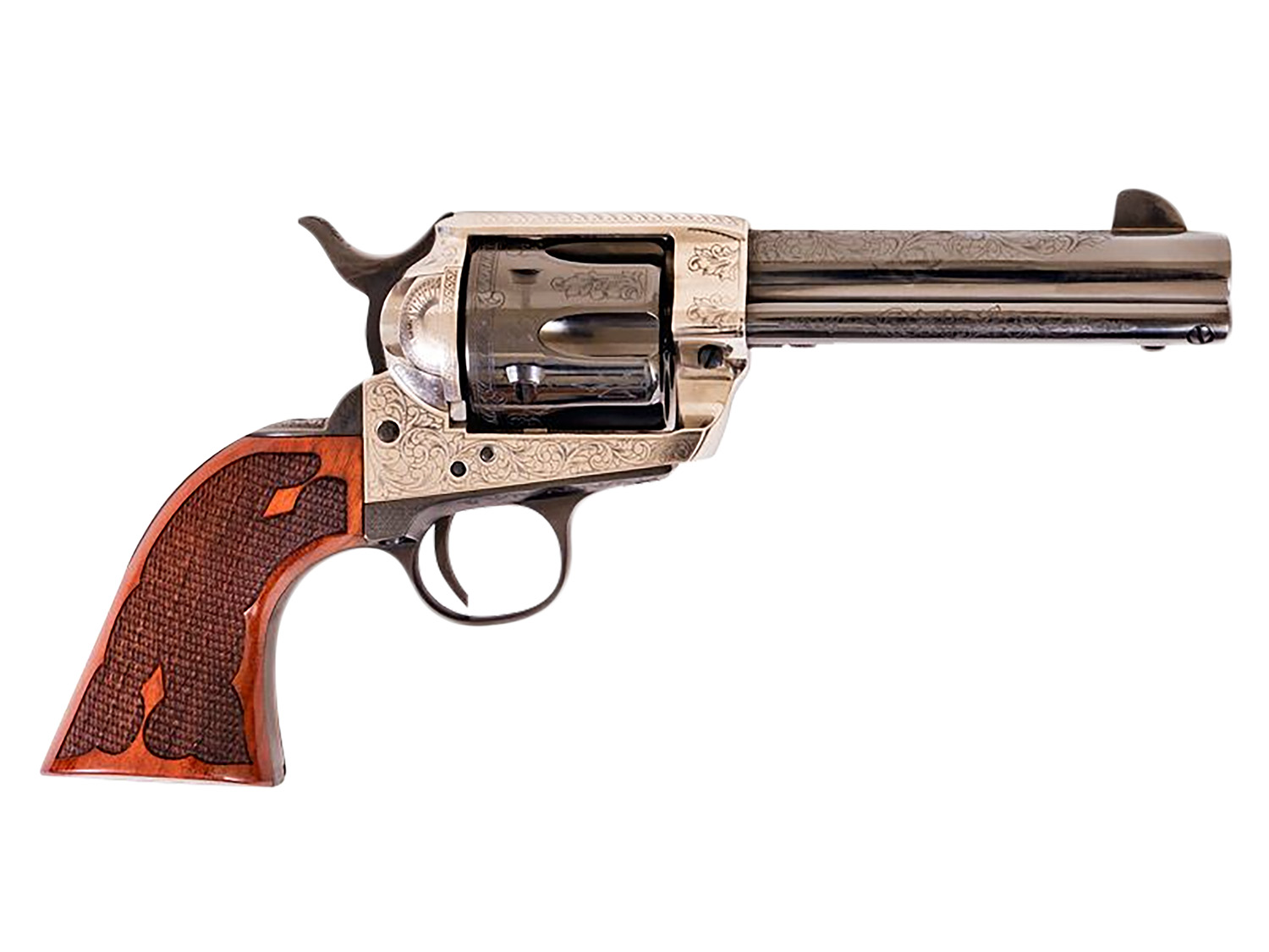 Cimarron Frontier .357 Mag 4.75 in Engraved Silver Frame - revolvers | The Gun Shop