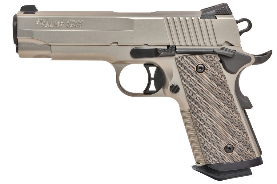 1911 Compact Nickel 45 ACP Centerfire Pistol with Night Sights - Firearms | The Gun Shop