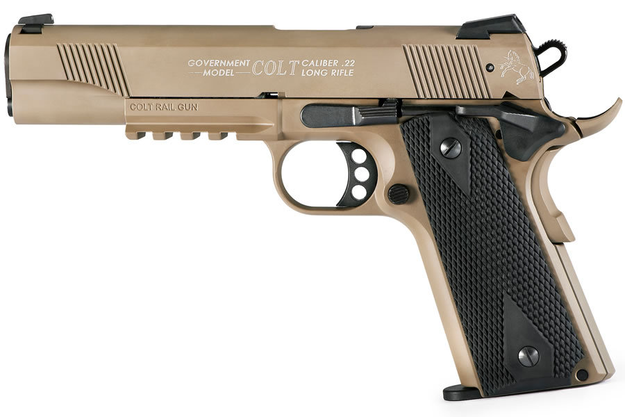 Colt Government 22LR 1911 A1 Rail Gun with Flat Dark Earth (FDE) Finish - Firearms | The Gun Shop