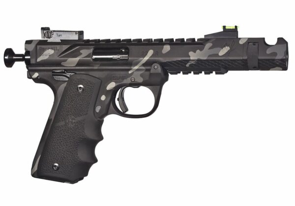 Volquartsen Black Mamba 22 LR, 4.5" Barrel, Hi-Viz Front & Target Rear, Black Camo