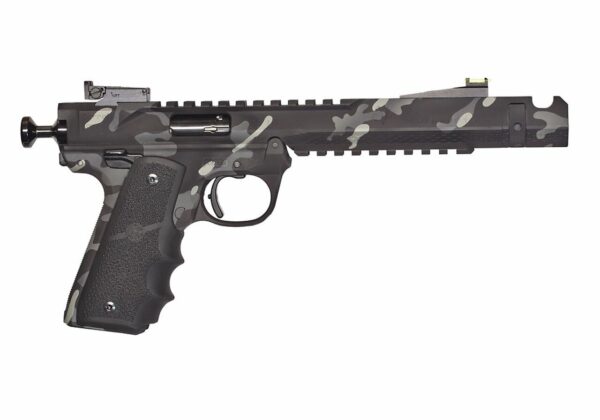 Volquartsen Black Mamba .22 LR, 6" Barrel, Hi-Viz Front & Target Rear, Black Arctic Camo
