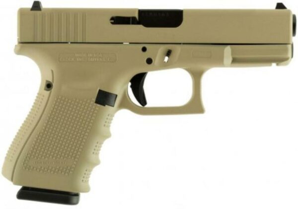 Glock 19 Gen4 9MM Cerakote Desert Tan 15 Round Magazines