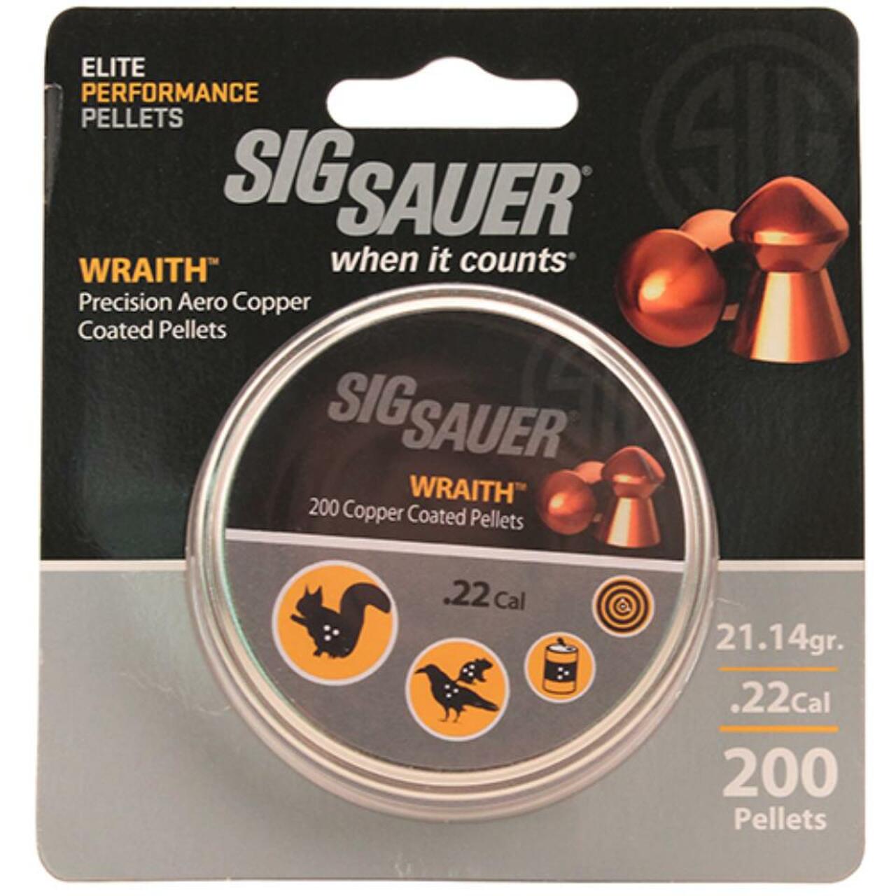 SIG Pellet, .22 Cal, Wraith, Lead Copper Plated, 200 Count, Blister Pack