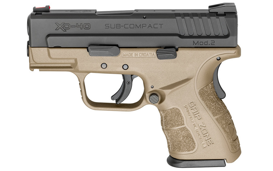 XD Mod.2 40 SW Sub-Compact Flat Dark Earth (FDE) with GripZone - Firearms | The Gun Shop