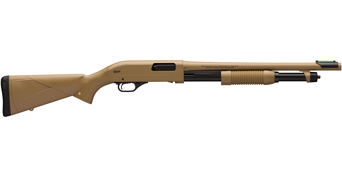 SXP Dark Earth Defender 12 Gauge Pump Shotgun with Fiber Optic Front Sight - Firearms | The Gun Shop