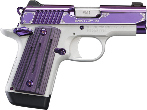 Kimber Micro 9 Amethyst 9mm, 3" Barrel, Purple PVD W/Engraving, Purple G10, 7rd
