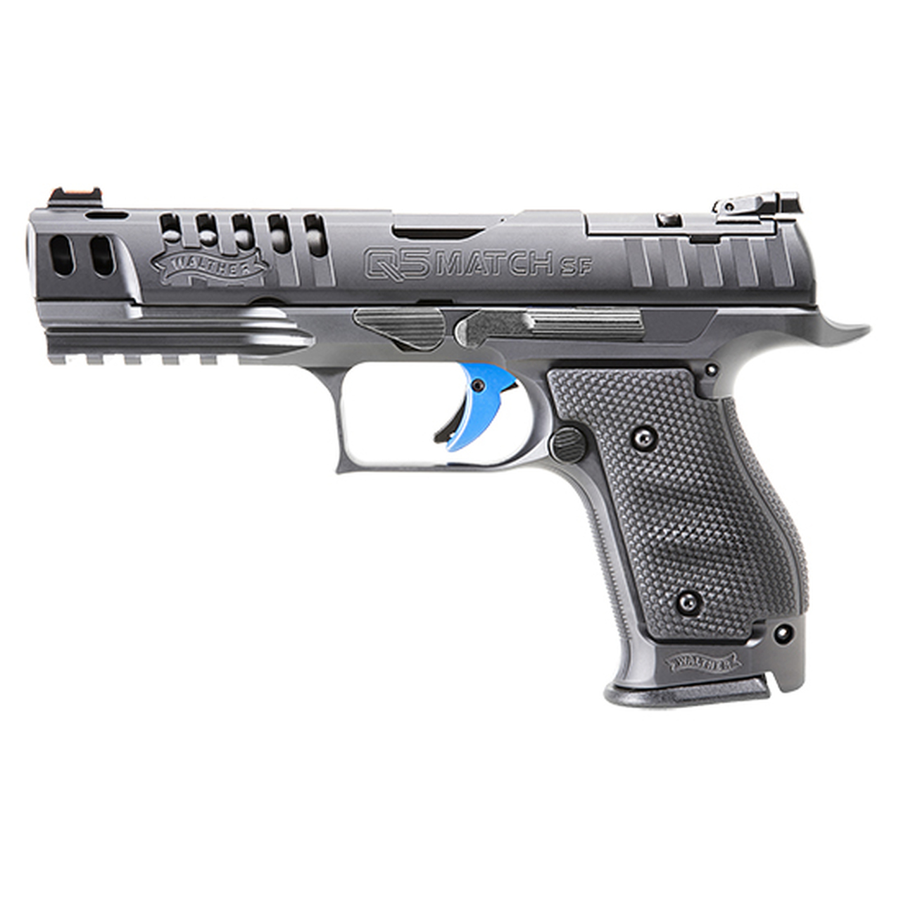 Walther PPQ Q5 Match 9mm, 5" Barrel, Ported Slide, 3 Auto Safety, FO Front, Black, 17rd
