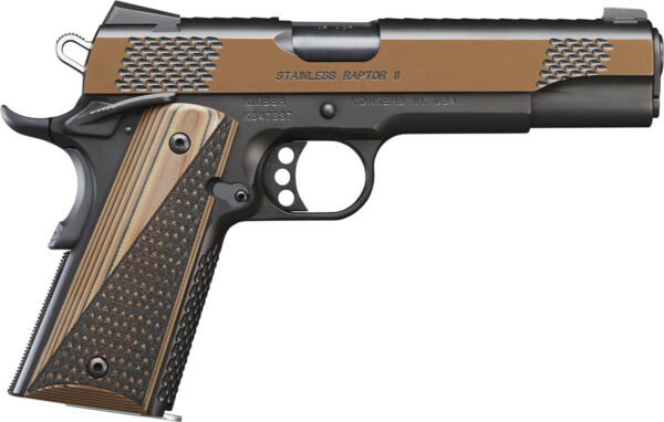 Kimber Stainless Raptor II .45 ACP, 5" Barrel, KimPro Black/Tru-Tan, Black/Tan Grips, 8rd