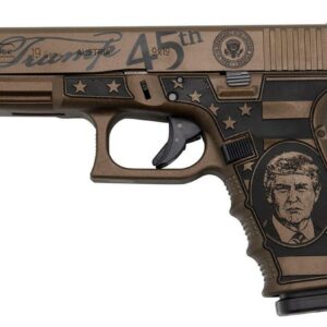 Glock 19 Gen 4 9mm, TRUMP Custom, 4" Threaded Barrel, Burnt Bronze W/ Engraving, 15rd