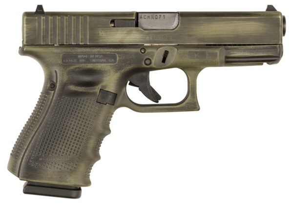 Glock G19 Gen4 9mm, 4.01", 15rd, OD Green Battleworn Finish