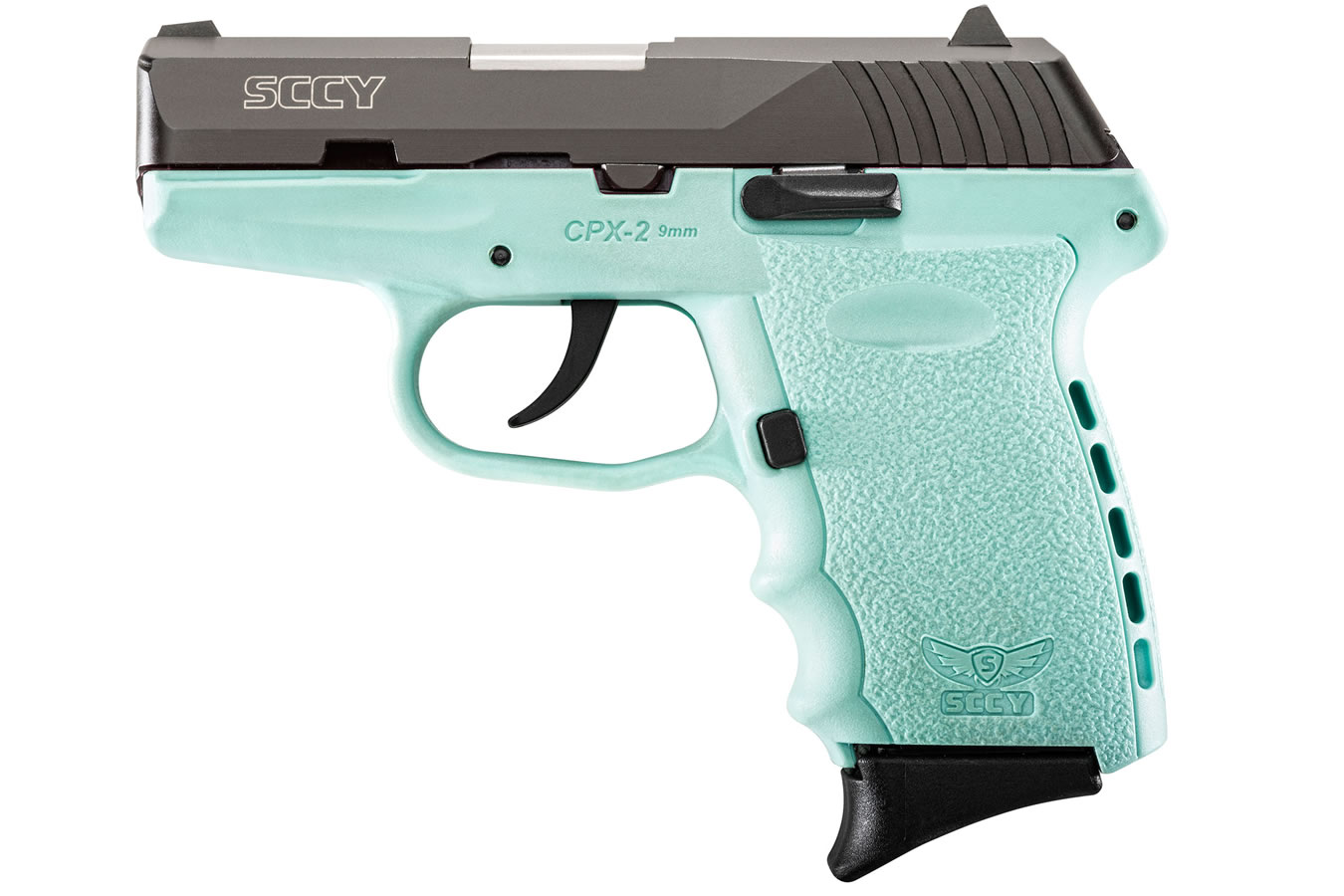 CPX-2 9mm Aqua Blue Pistol with Black Slide