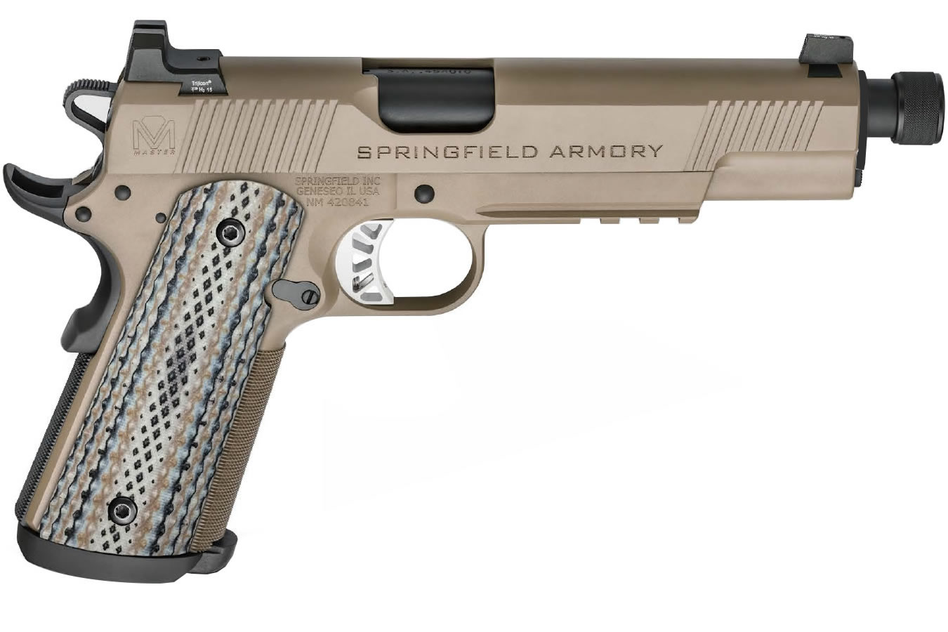 1911 Master Class Silent Operator 45ACP Flat Dark Earth (FDE) with Threaded Barr - Firearms | The Gun Shop