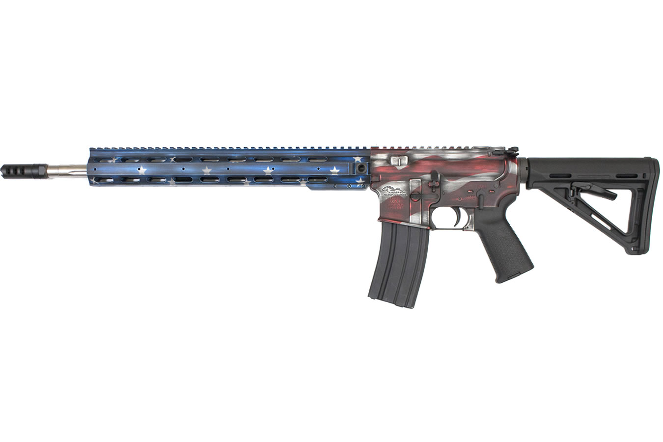 AM-15 5.56mm Patriotic Semi-Automatic Rifle with American Flag Battle Worn Finis