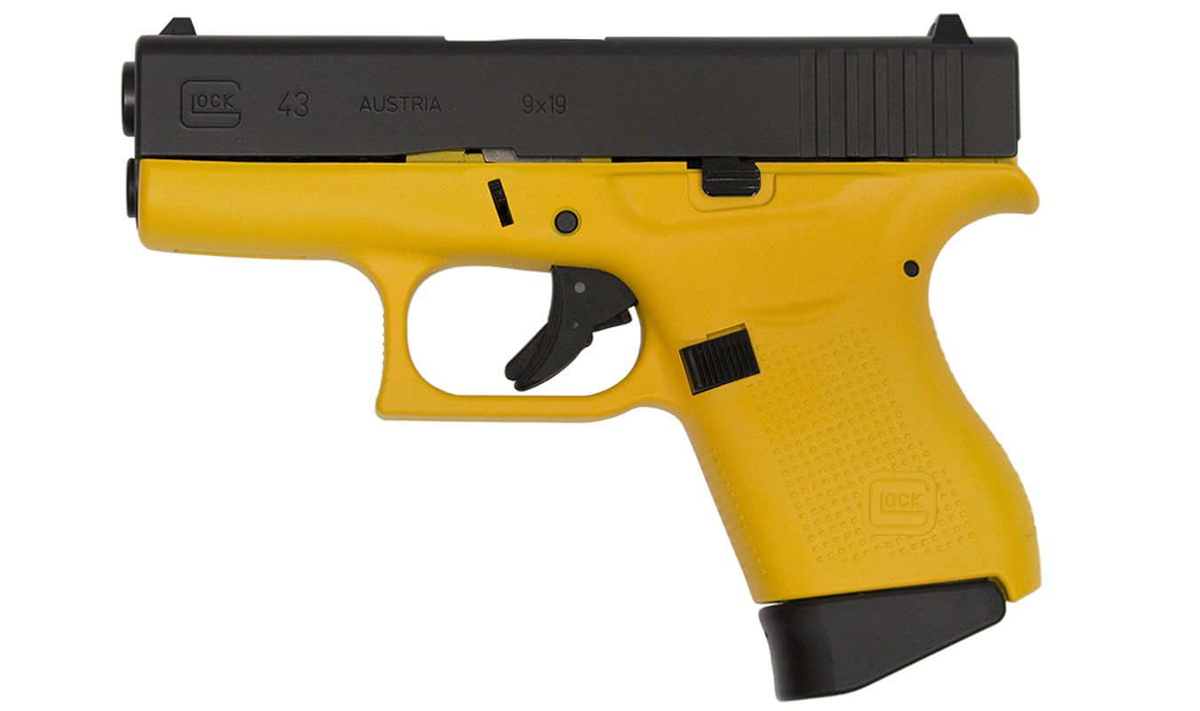43 9mm Single-Stack Pistol with Yellow Cerakote Frame - Firearms | The Gun Shop