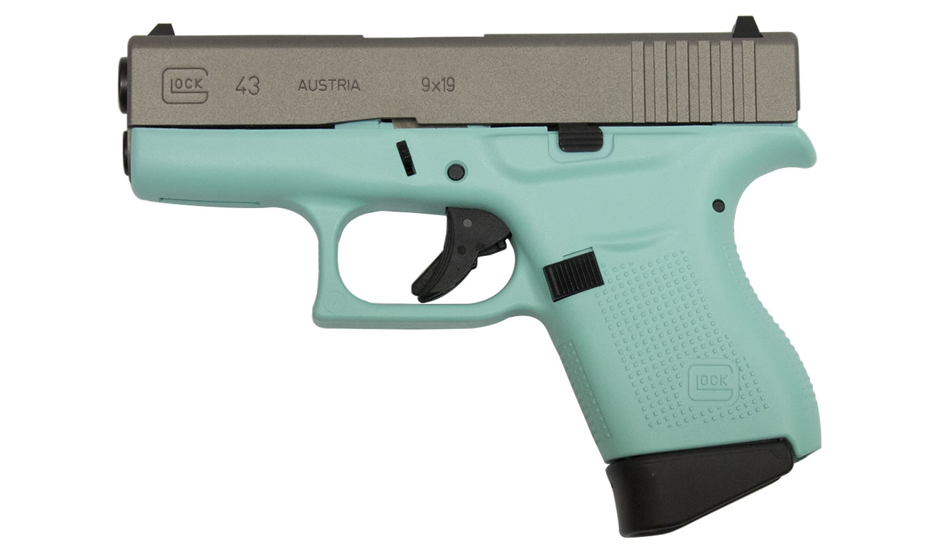 43 9mm Eggshell Blue Single Stack Pistol with Silver Slide - Firearms | The Gun Shop