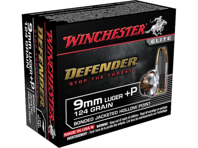 Shop Winchester Defender 9mm Luger +P Ammo 124 Grain Winchester PDX1 Bonded Jacketed Hollow Point 200 rounds - 3 Gun Competition | The Gun Shop