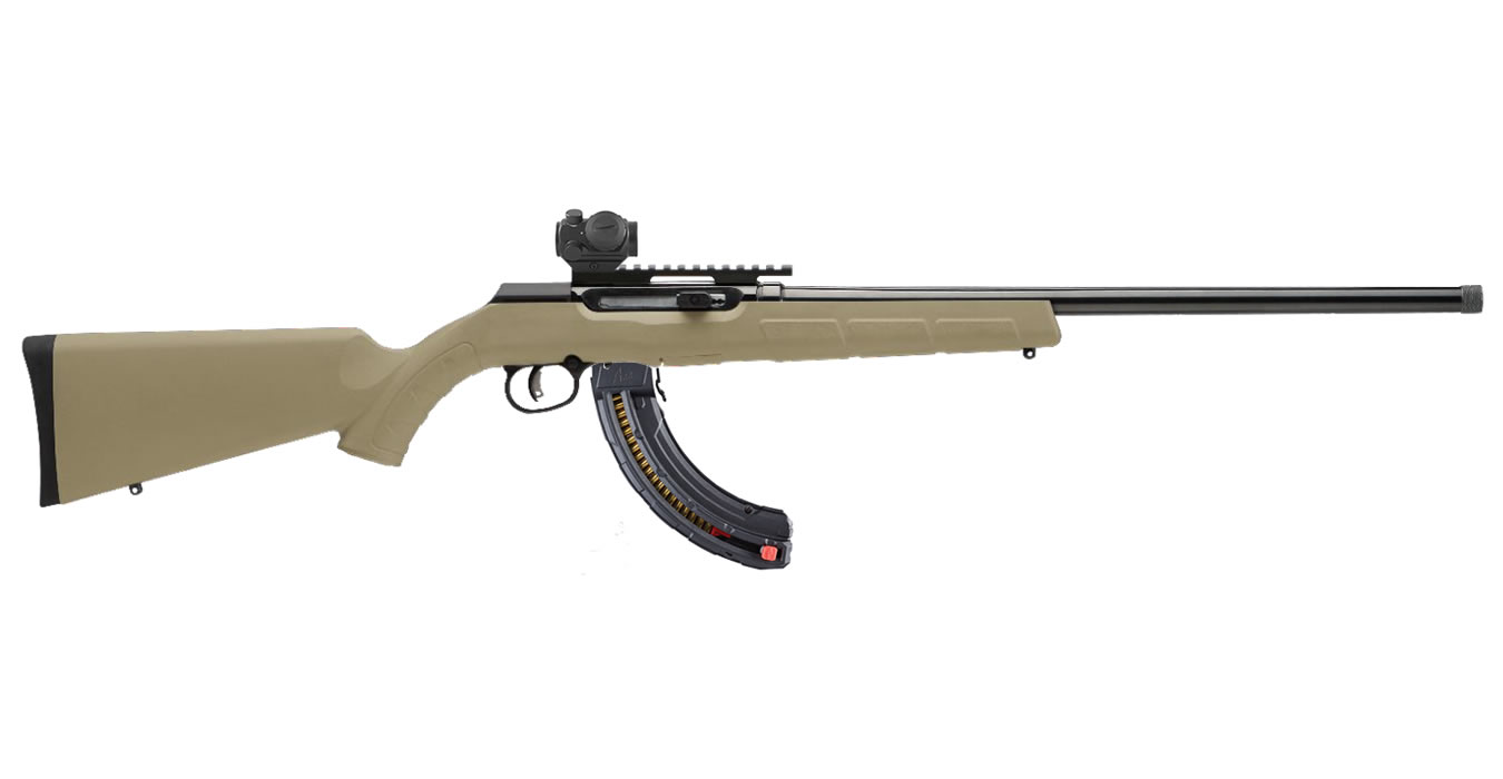 A22 22LR Flat Dark Earth (FDE) Semi-Auto Rifle wit Bushnell TRS-25 Red Dot and 2 - Firearms | The Gun Shop
