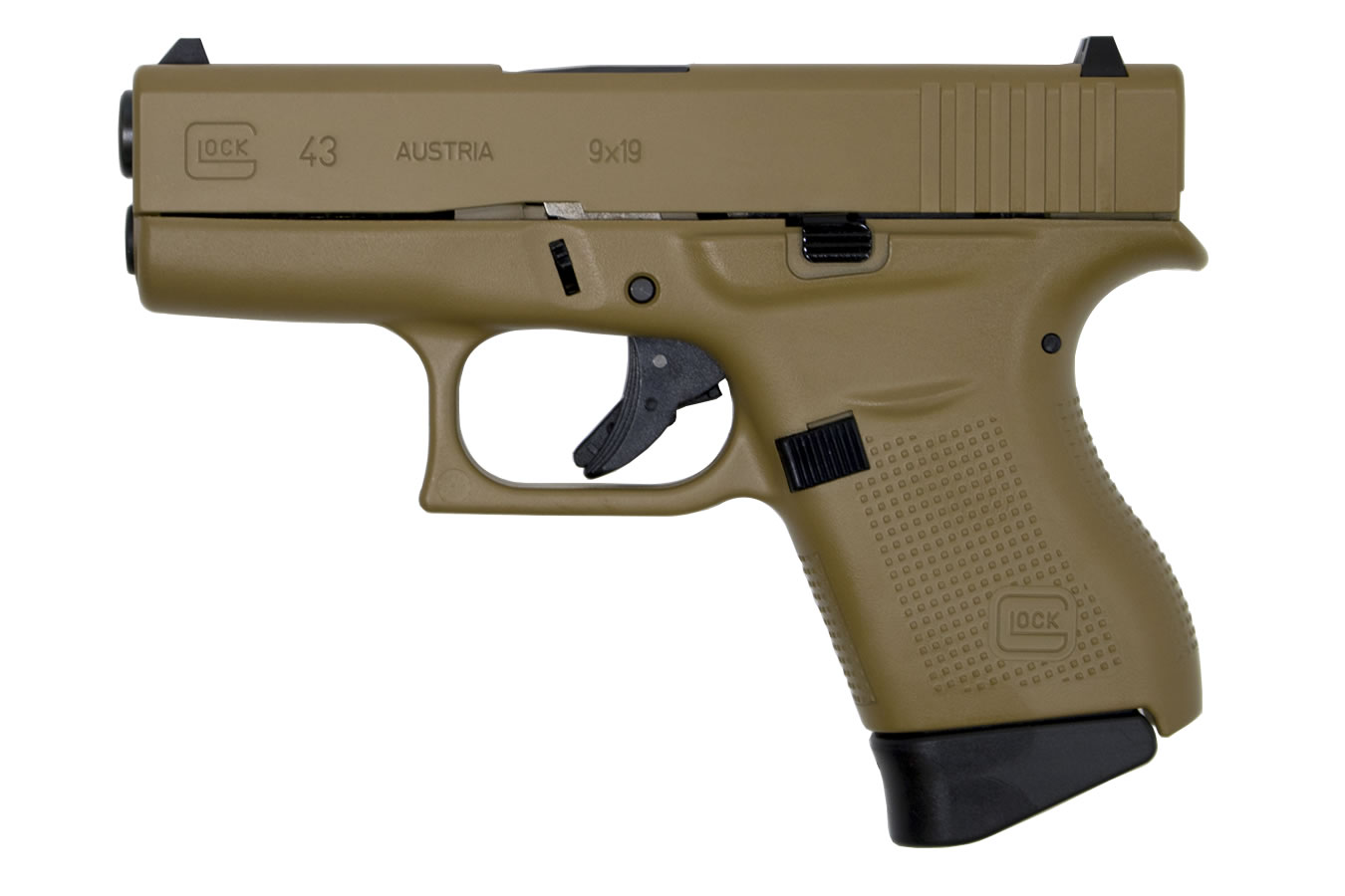 43 9mm Single Stack Pistol with Tactical Coyote Tan Cerakote Finish