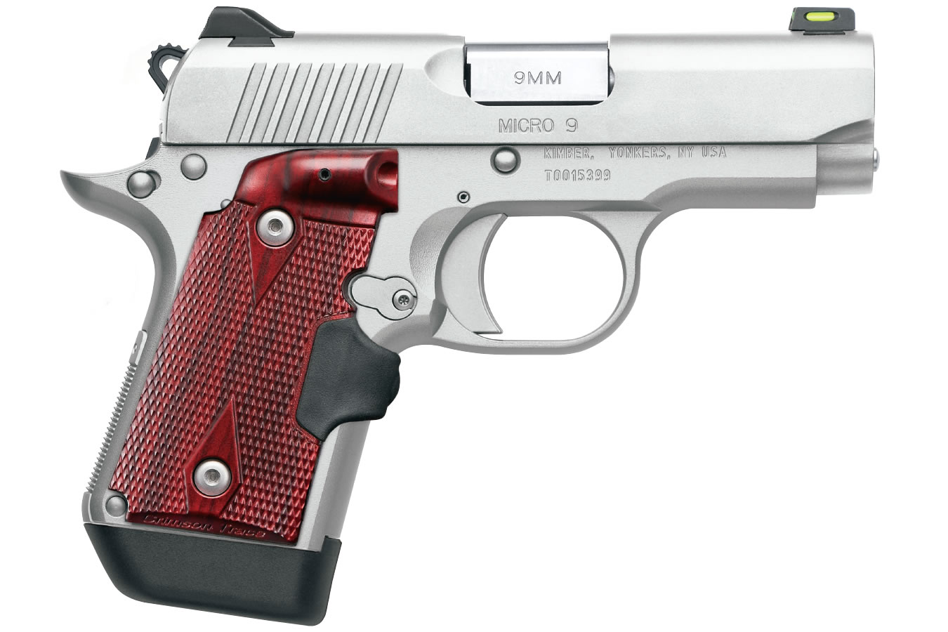 Micro 9 Stainless 9mm with Rosewood Crimson Trace Lasergrips and Green Fiber Opt - Firearms | The Gun Shop