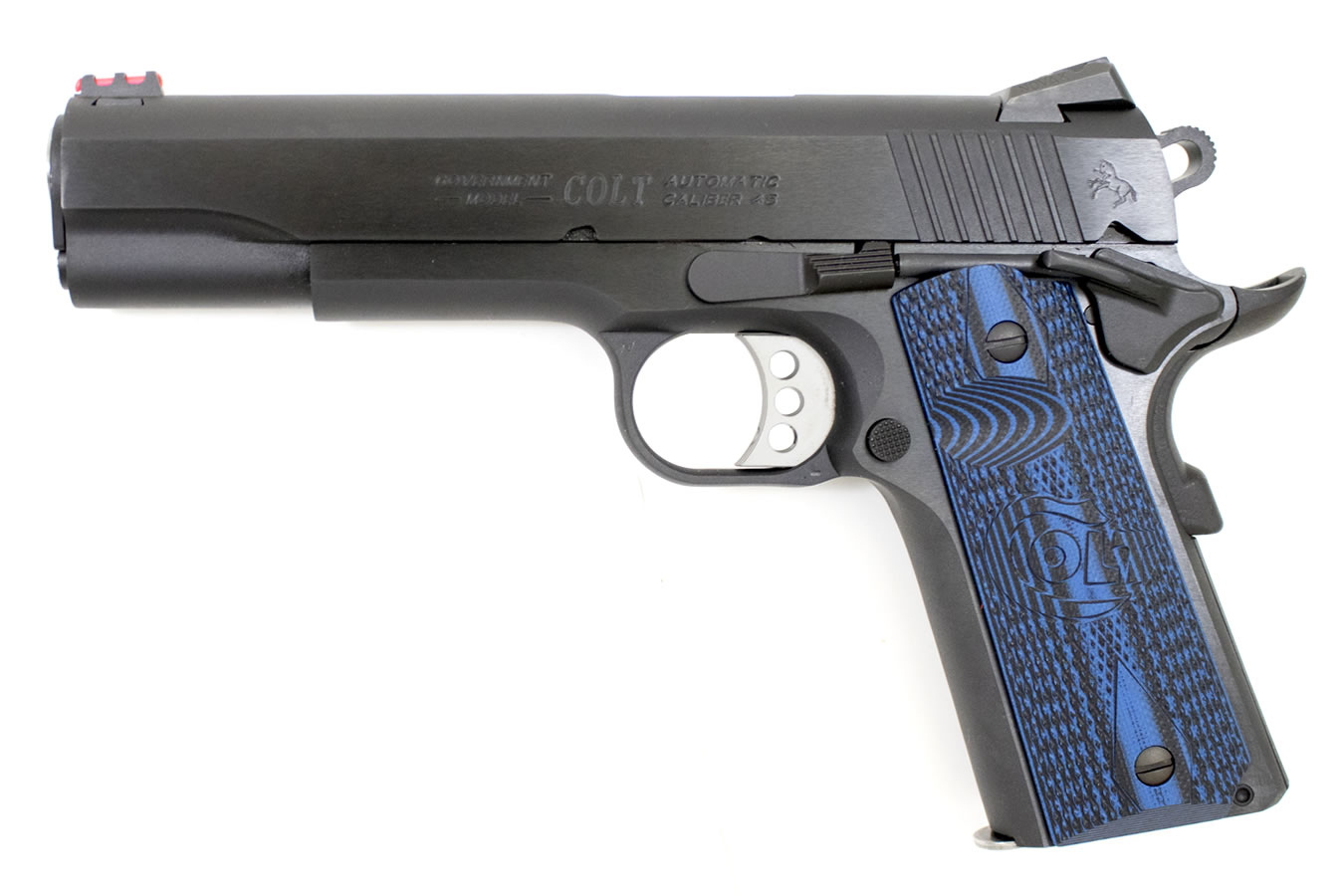 1911 Series 70 Competition 45 ACP Pistol with G10 Checkered Blue Grips