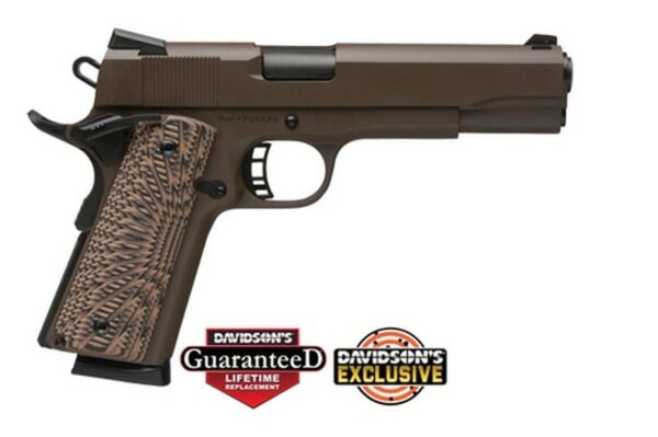 Rock Island Armory 1911 A1 45 ACP 5" Barrel, Patriot Brown Cerakote, G10 Desert Storm Grips 8rd Mag