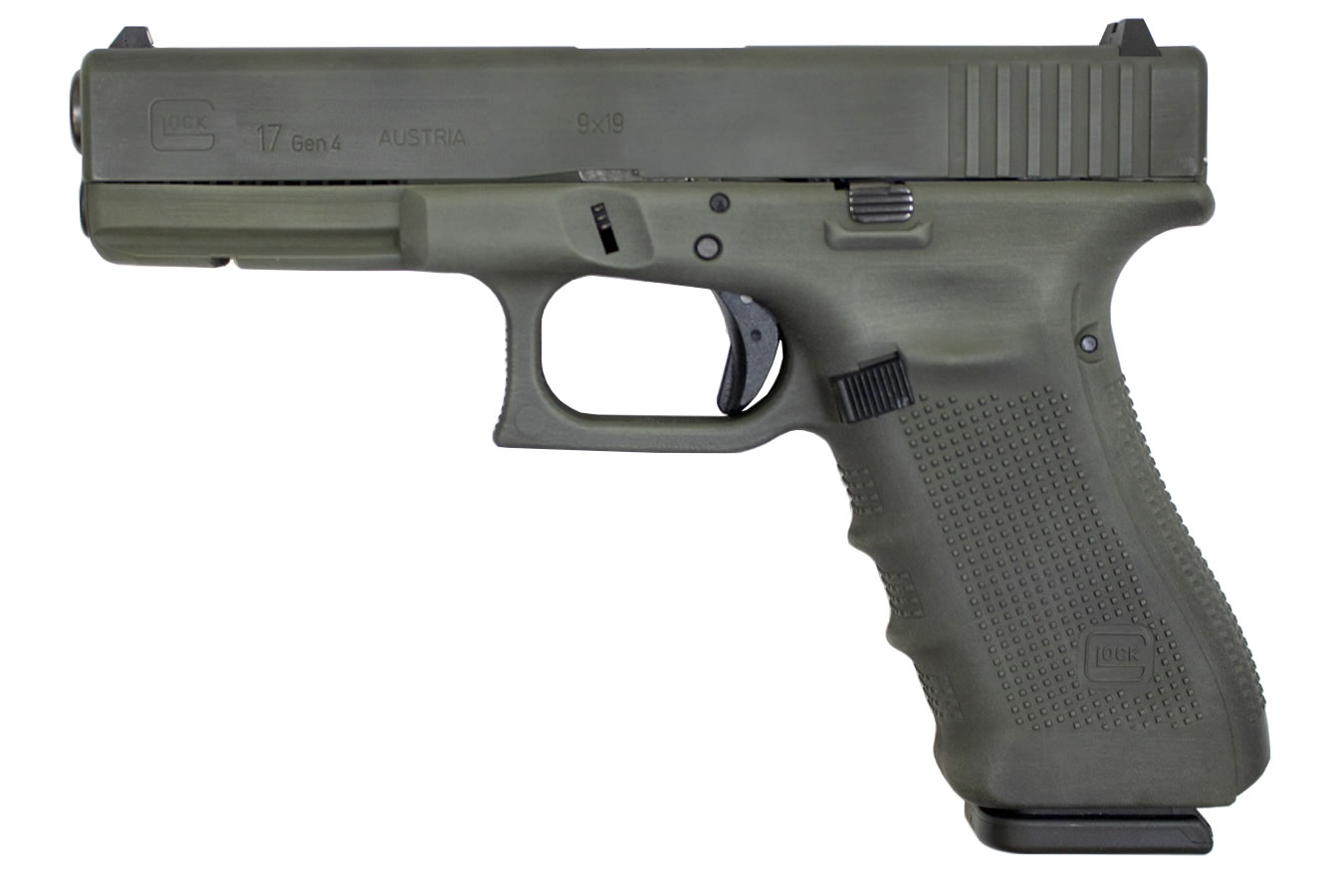 17 Gen4 9mm 17-Round Pistol with OD Green Battleworn Cerakote Finish - Firearms | The Gun Shop