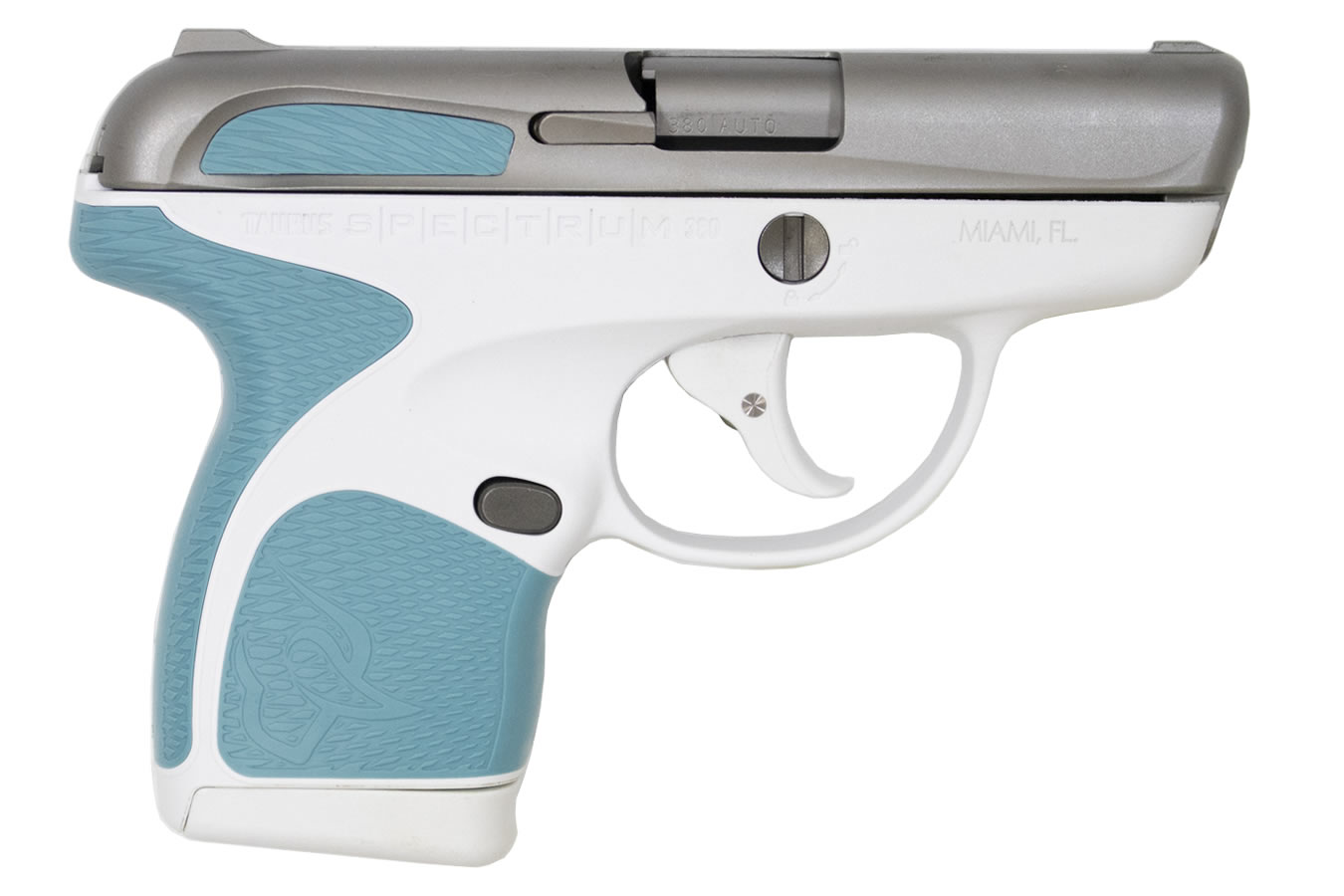 Spectrum 380 ACP White/Blue/Stainless Carry Conceal Pistol - Firearms | The Gun Shop