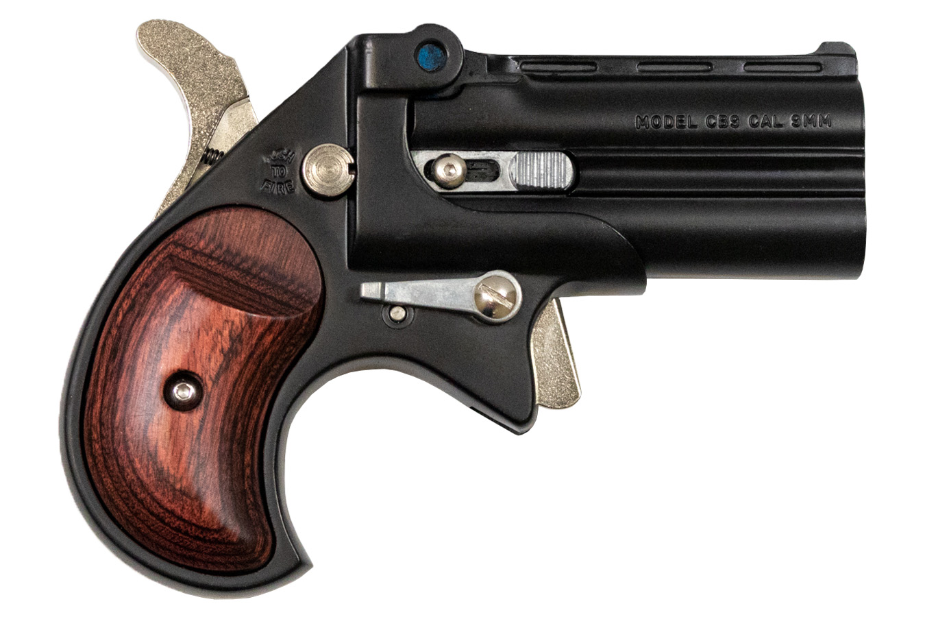 Big Bore 9mm Derringer with Black Cerakote Finish and Rosewood Grips