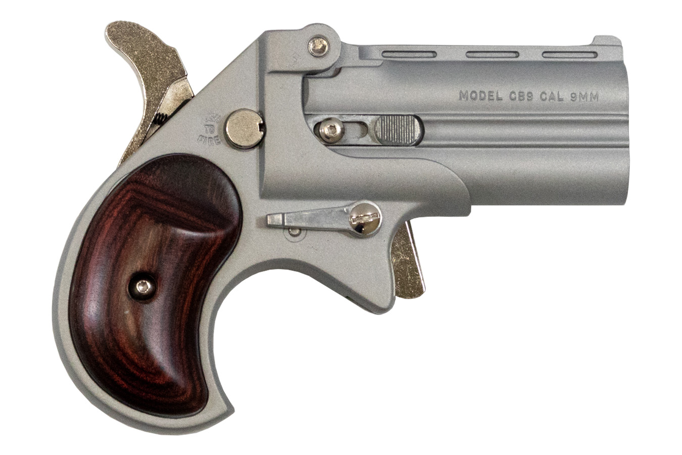 Big Bore 9mm Derringer with Satin Finish and Rosewood Grips - Derringers | The Gun Shop