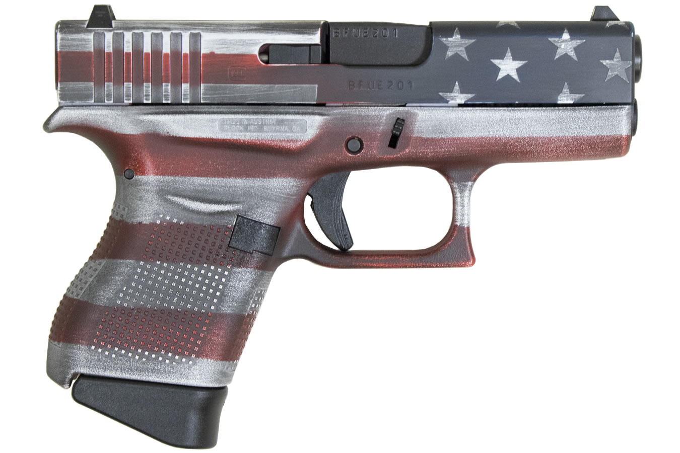 43 9mm Single Stack Pistol with Cerakote Battleworn American Flag Finish (Made i - Firearms | The Gun Shop