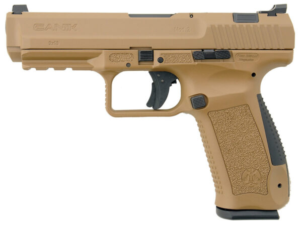 Century CanikTP9SA Mod.2 Single 9mm Luger 4.46" Barrel Desert Tan Interchangeable Grip 18rd Mag