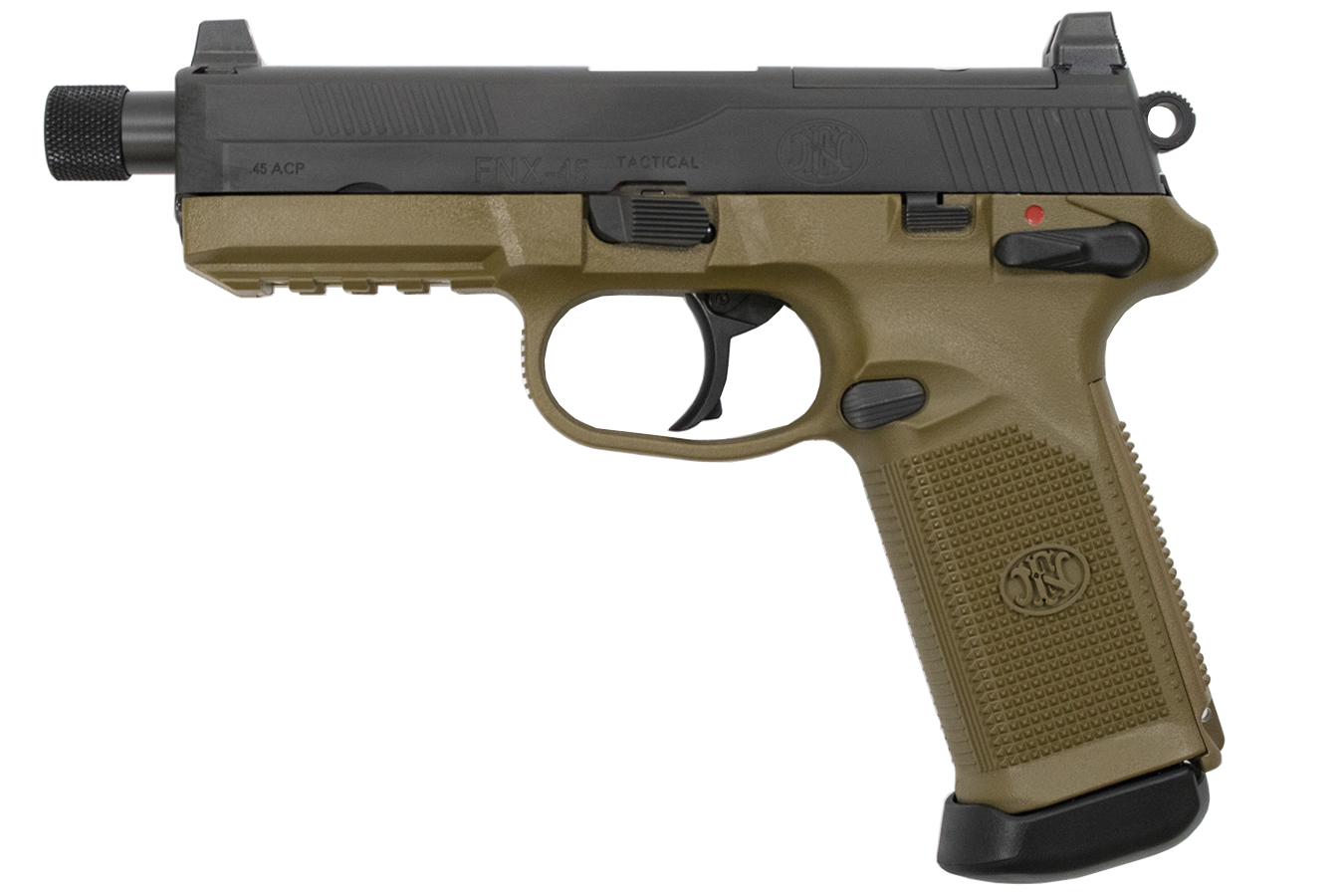FNX-45 Tactical 45 Auto Flat Dark Earth / Black Pistol with Threaded Barrel - Firearms | The Gun Shop