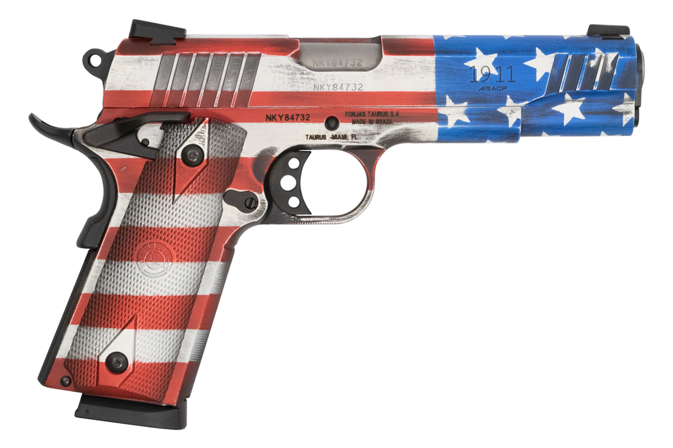 PT1911 45 ACP Full-Size Pistol with Cerakote US Flag Finish - Firearms | The Gun Shop