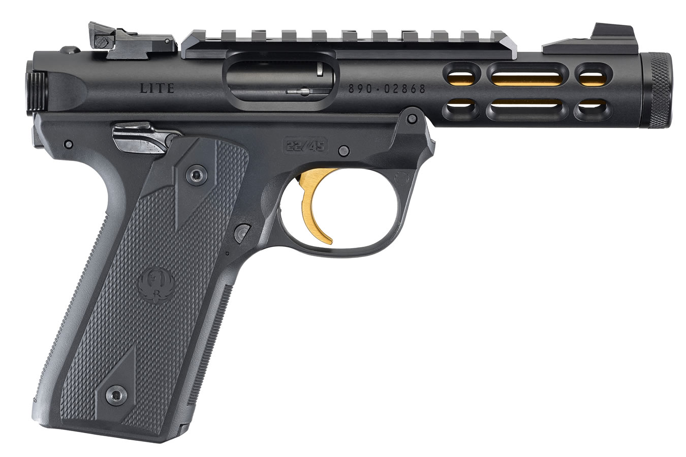 Mark IV 22/45 Lite 22LR Black with Gold Anodized Threaded Barrel - Firearms | The Gun Shop