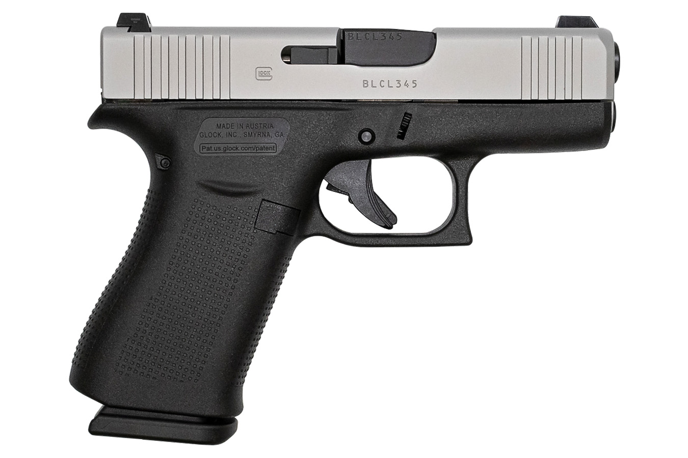 43X 9mm 10-Round Pistol with Silver Slide and Glock Night Sights
