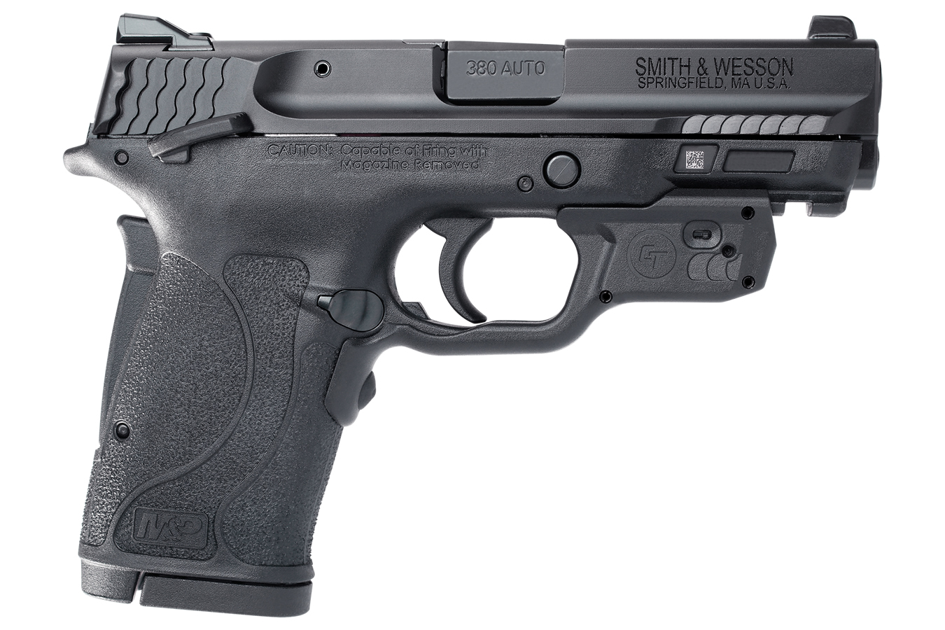 MP380 Shield EZ 380 ACP Pistol with Green Crimson Trace Laser Guard and Thumb Sa