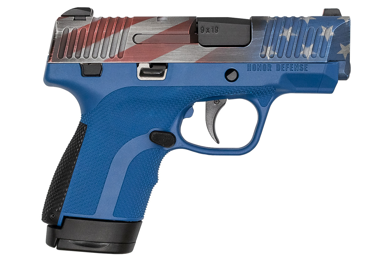 Honor Guard 9mm Sub-Compact Pistol with Blue Frame and USA Cerakote Slide - Firearms | The Gun Shop