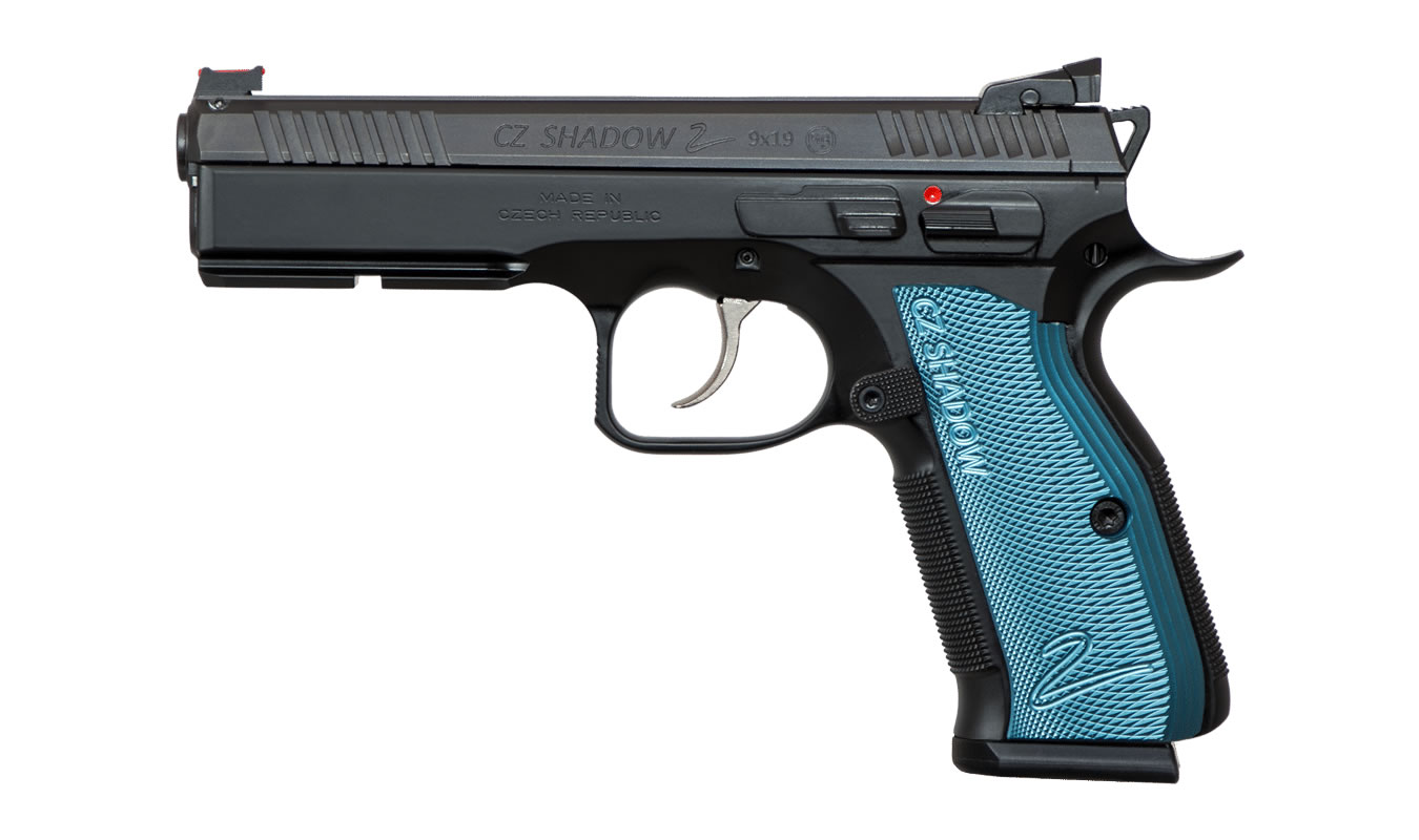 Shadow 2 9mm Black Pistol with Blue Aluminum Grips - Firearms | The Gun Shop